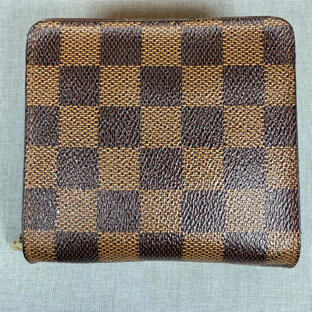 LOUIS VUITTON DAMIER EBENE COMPACT ZIP WALLET N61668 W/ BOX AUTHENTIC